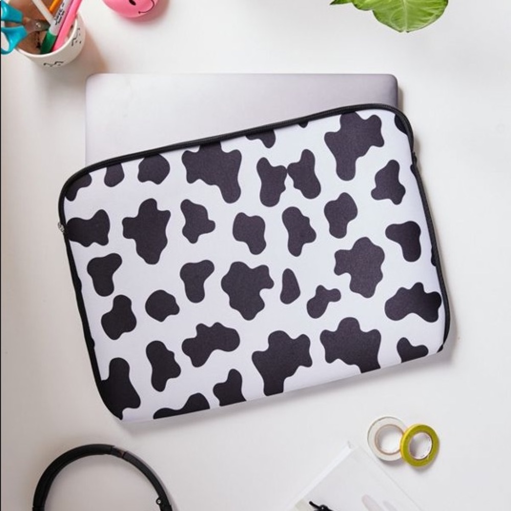 Wildflower cow print laptop case